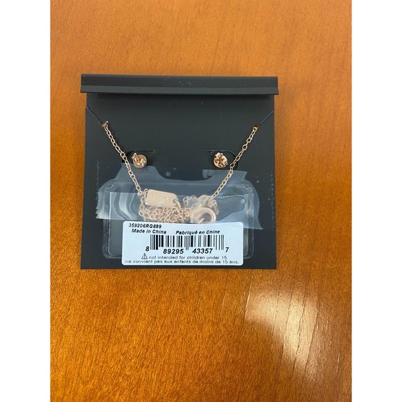 Coach Open Circle Necklace and Tea Rose Stud Set - Picture 4 of 4